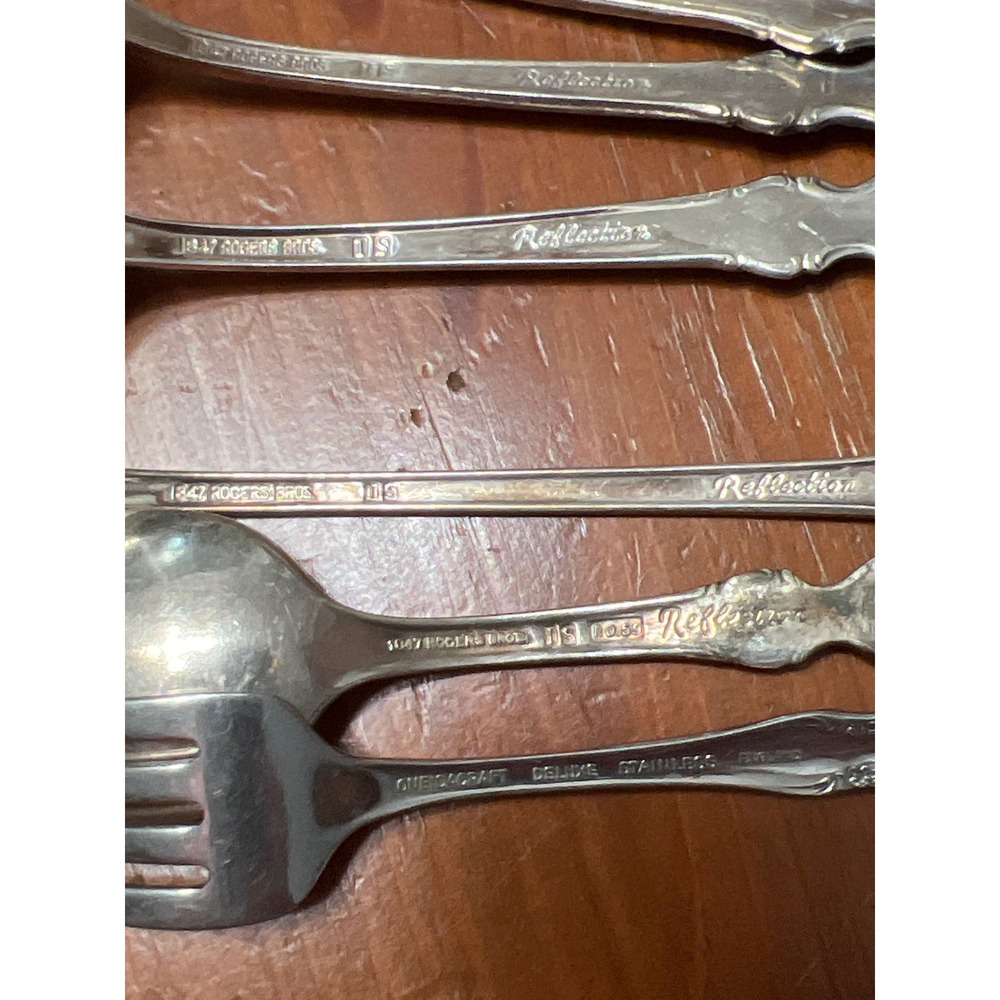 1847 Rogers Bros Reflection Silverplate Flatware Set 7pc Assorted Spoons‎ Forks - Picture 5 of 5